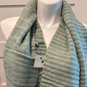 Mint Green Ribbed Knit Scarf Plush Texture